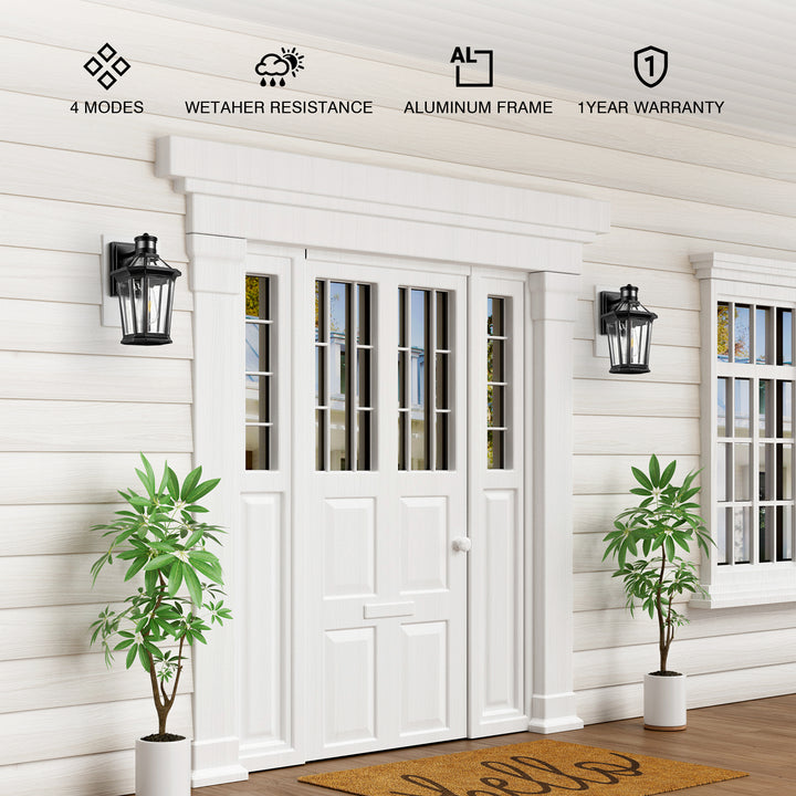 VIANIS Black Outdoor Wall Sconce with Motion Sensor and Clear Glass Shade