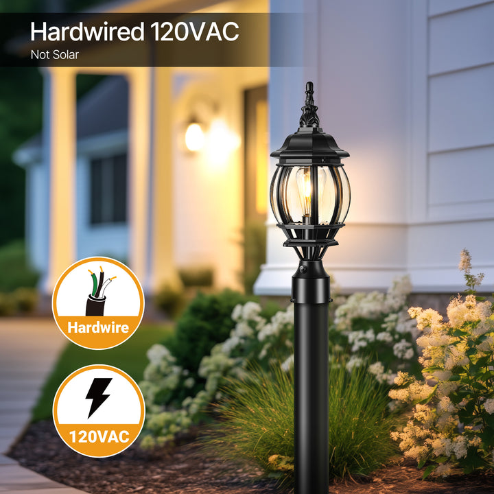 VIANIS Black Dusk to Dawn Outdoor Lamp Post Light Fixture with Pier Mount Base