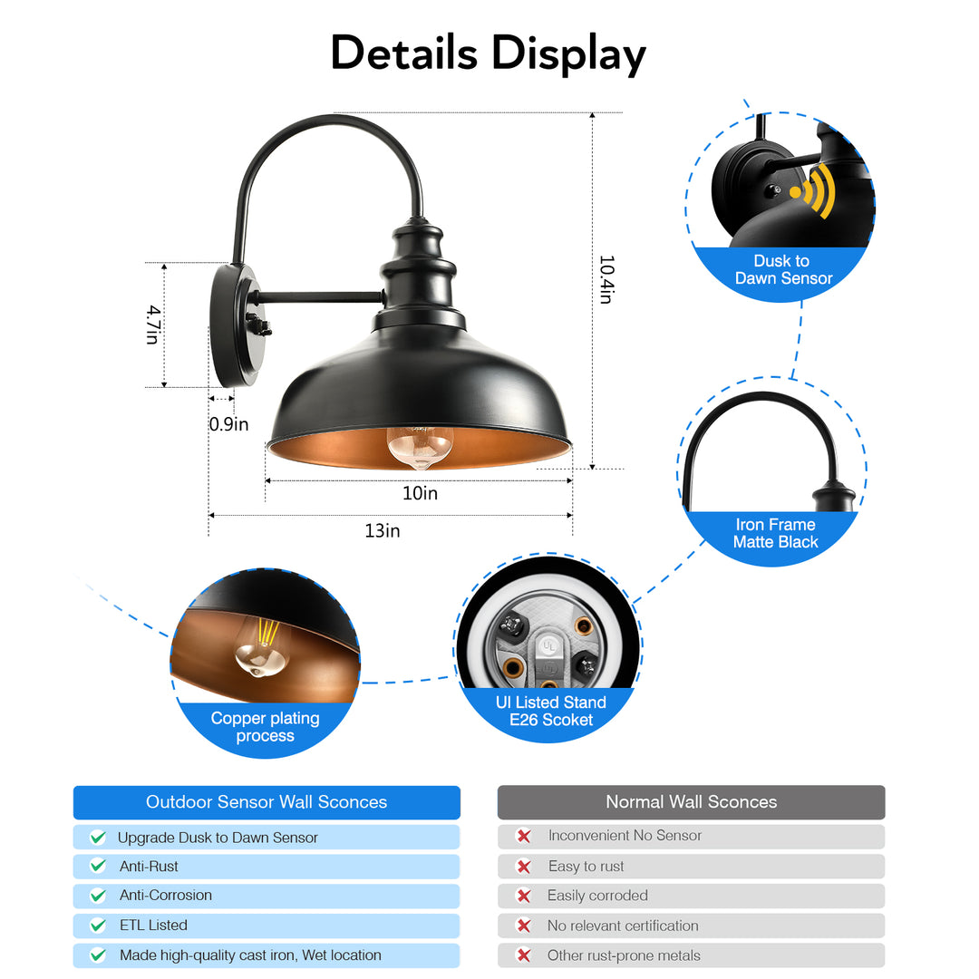 VIANIS Dusk to Dawn Outdoor Barn Lights