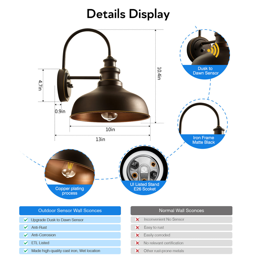 VIANIS Dusk to Dawn Outdoor Barn Lights