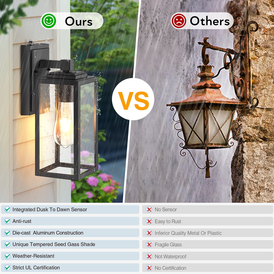 VIANIS Modern Black Dusk to Dawn Outdoor Wall Lantern