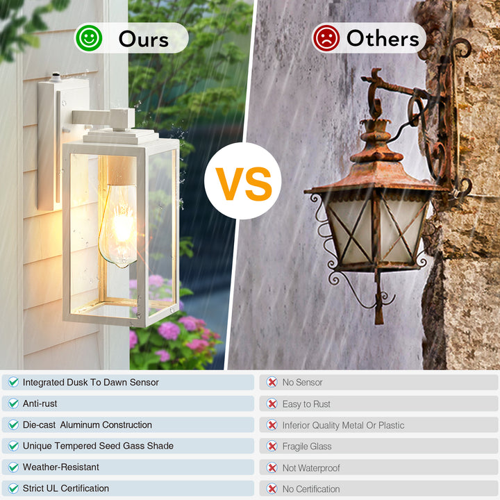 VIANIS Modern Black Dusk to Dawn Outdoor Wall Lantern