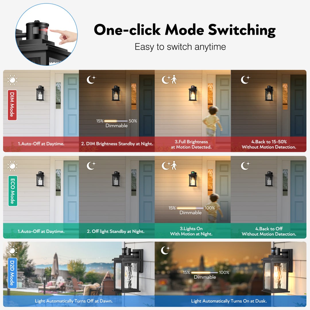 VIANIS Motion Sensor Outdoor Wall Light with Dusk-to-Dawn Sensor