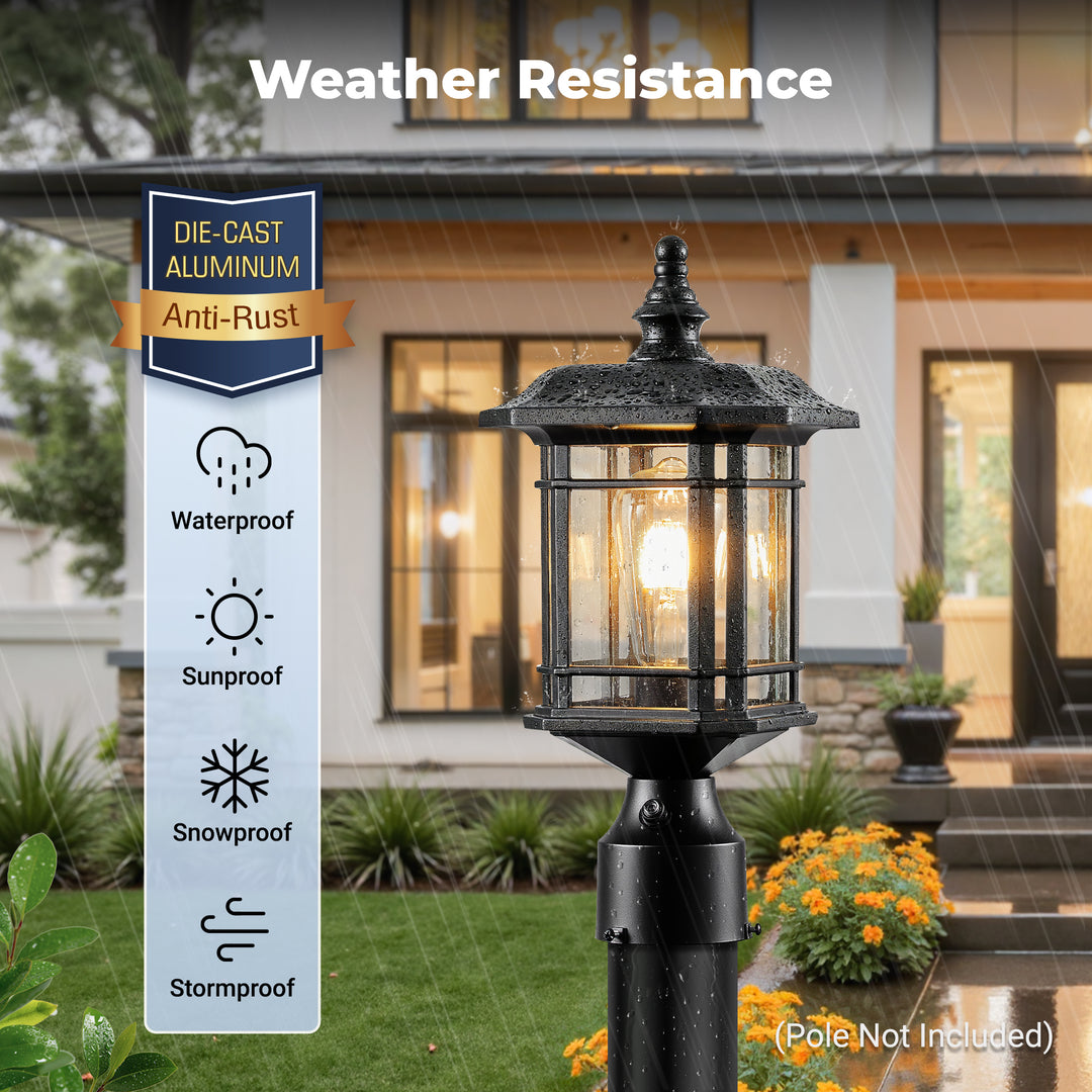 VIANIS Hardwired Outdoor Lamp Post Lantern with Pier Mount Base