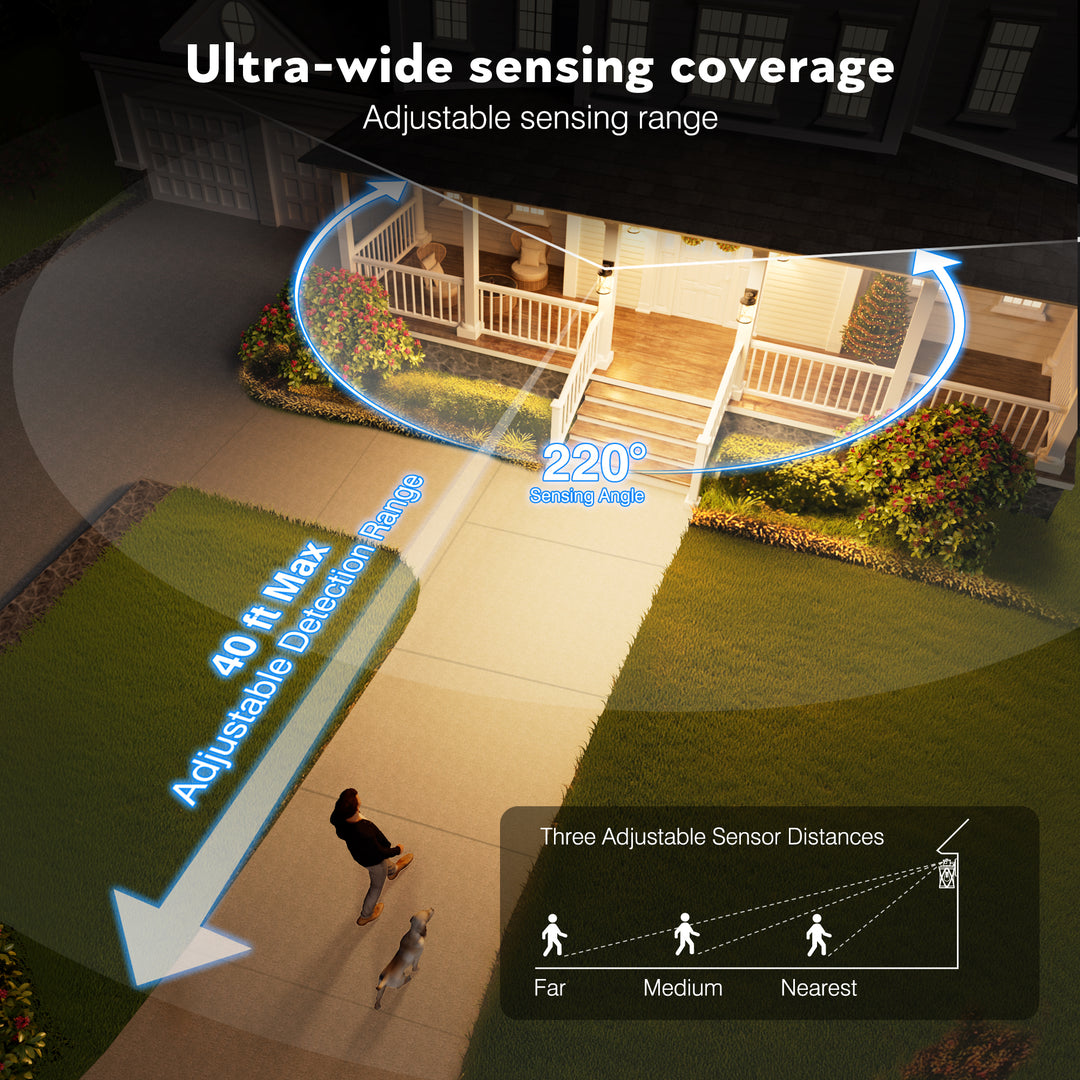 VIANIS Motion Sensor LED Outdoor Wall Lantern with Dusk-to-Dawn