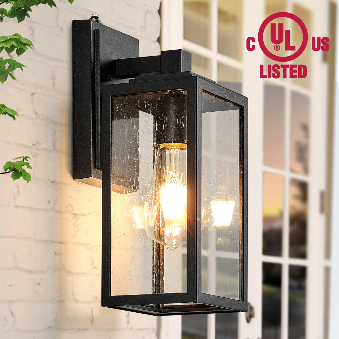 VIANIS Modern Black Dusk to Dawn Outdoor Wall Lantern