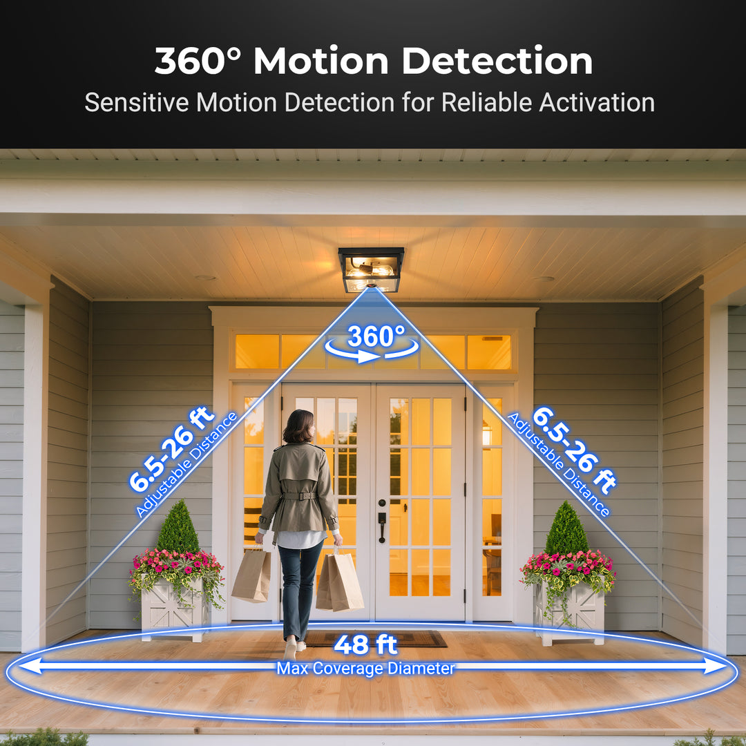 VIANIS Motion Sensor Outdoor Flush Mount Ceiling Lighting