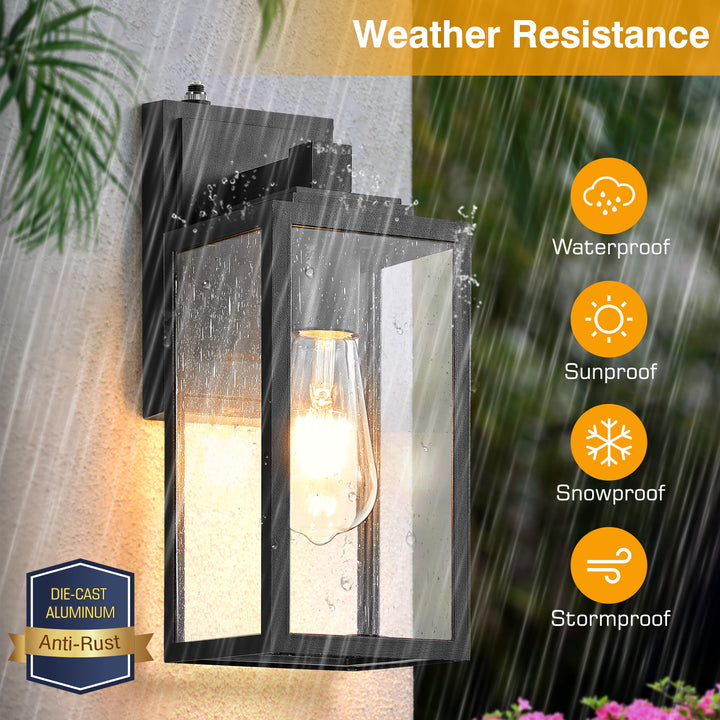 VIANIS Modern Black Dusk to Dawn Outdoor Wall Lantern