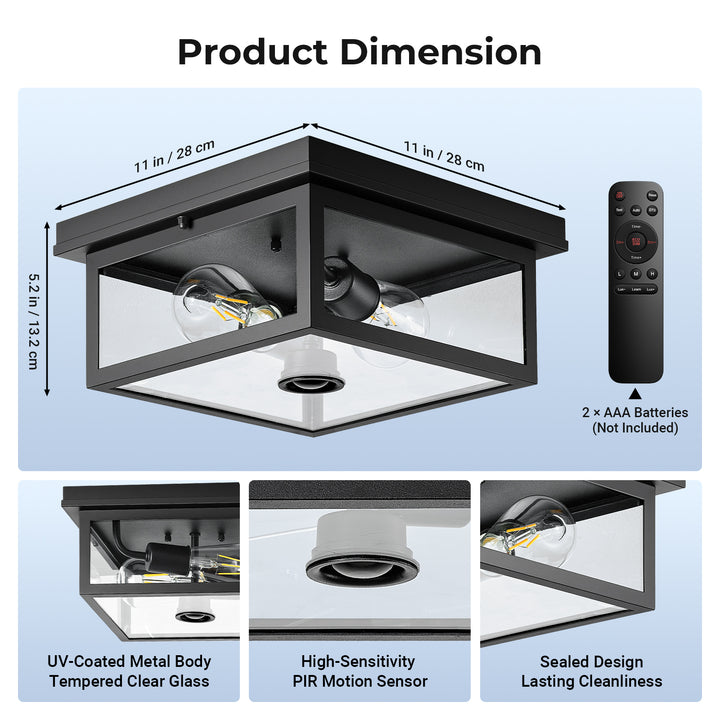 VIANIS Motion Sensor Outdoor Flush Mount Ceiling Lighting