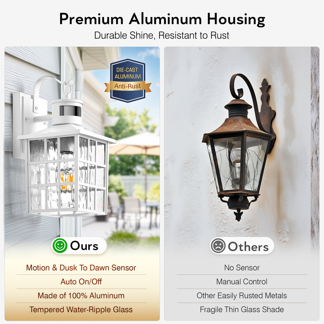 VIANIS Motion Sensor LED Outdoor Wall Lantern with Dusk-to-Dawn