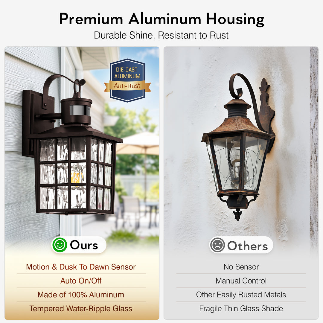 VIANIS Motion Sensor LED Outdoor Wall Lantern with Dusk-to-Dawn