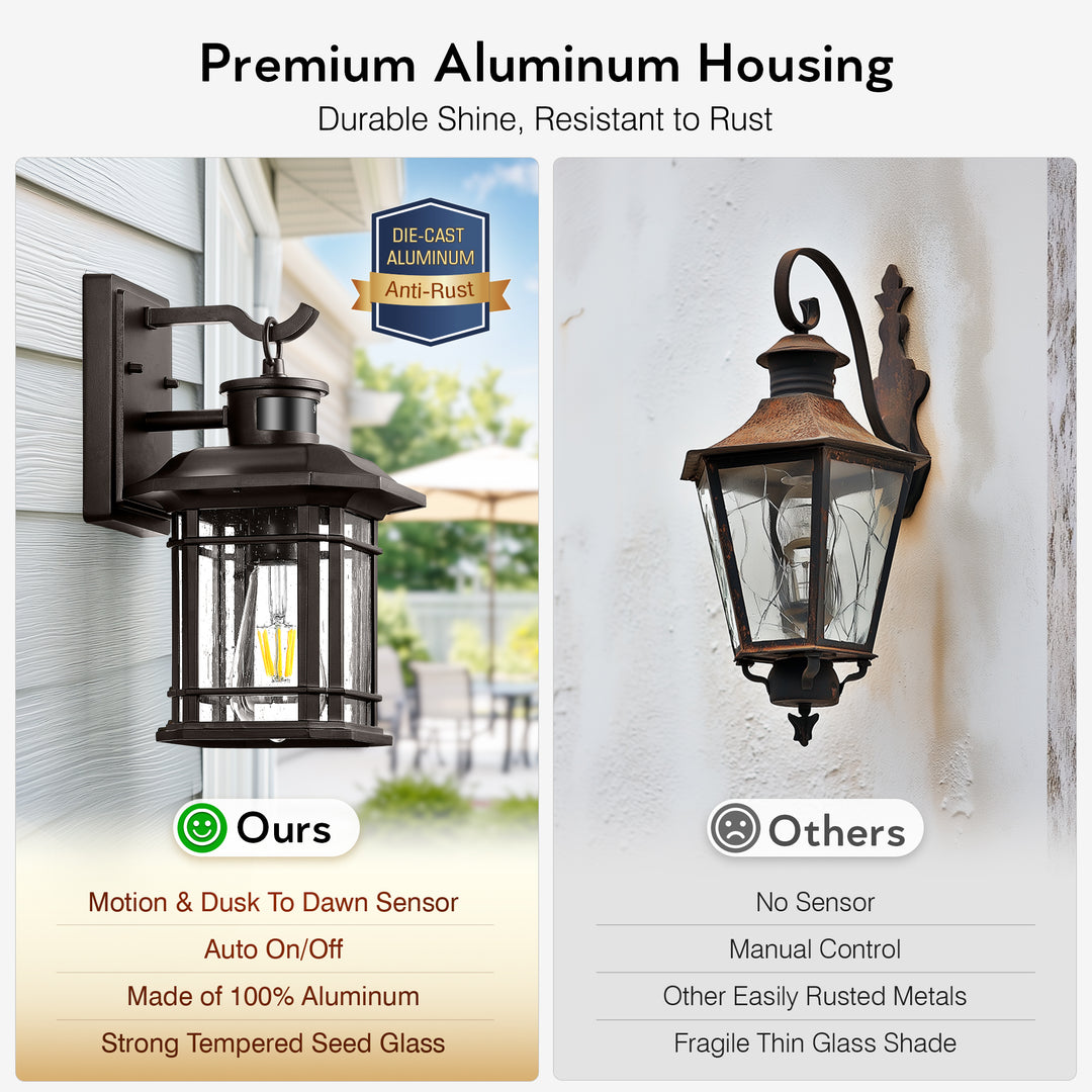 VIANIS Outdoor Wall Lantern With Motion Sensor and Dusk to Dawn