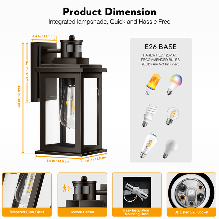 VIANIS Motion Sensor Outdoor Light Fixture for Garage, Porch, House