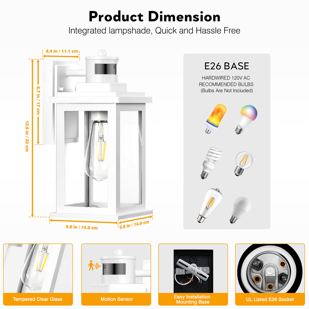 VIANIS Motion Sensor Outdoor Light Fixture for Garage, Porch, House
