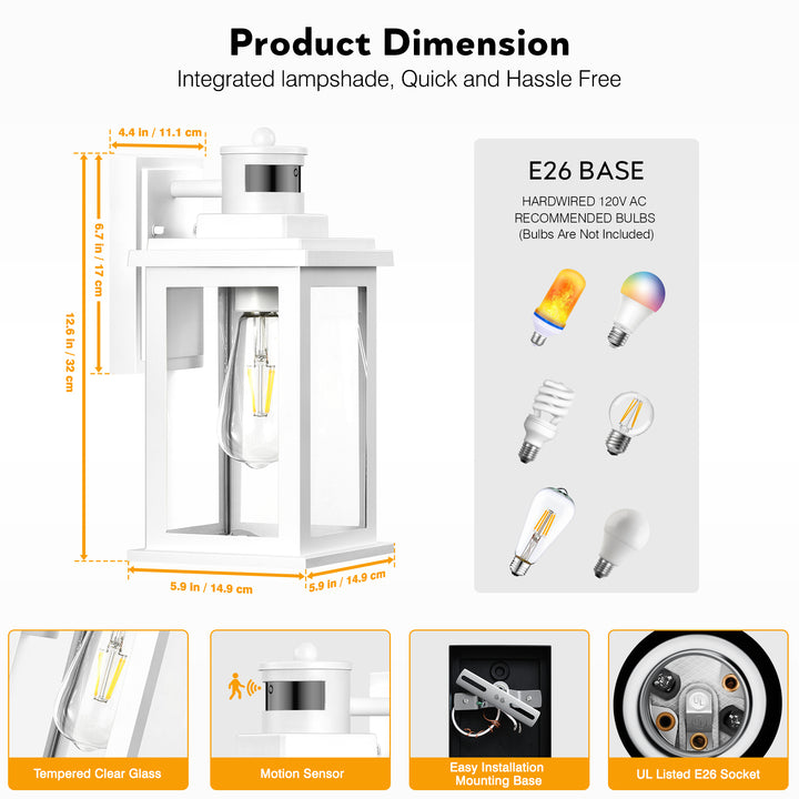 VIANIS Motion Sensor Outdoor Light Fixture for Garage, Porch, House