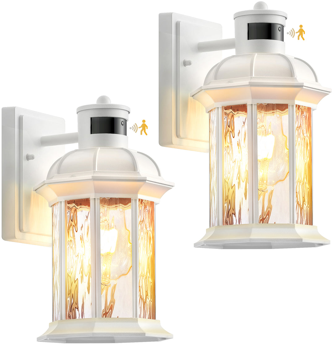 VIANIS Dusk to Dawn Motion Sensor Outdoor Porch Lights With Tempered Ripple Glass For Garage