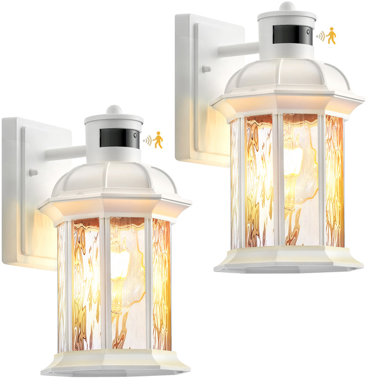 VIANIS Dusk to Dawn Motion Sensor Outdoor Porch Lights With Tempered Ripple Glass For Garage