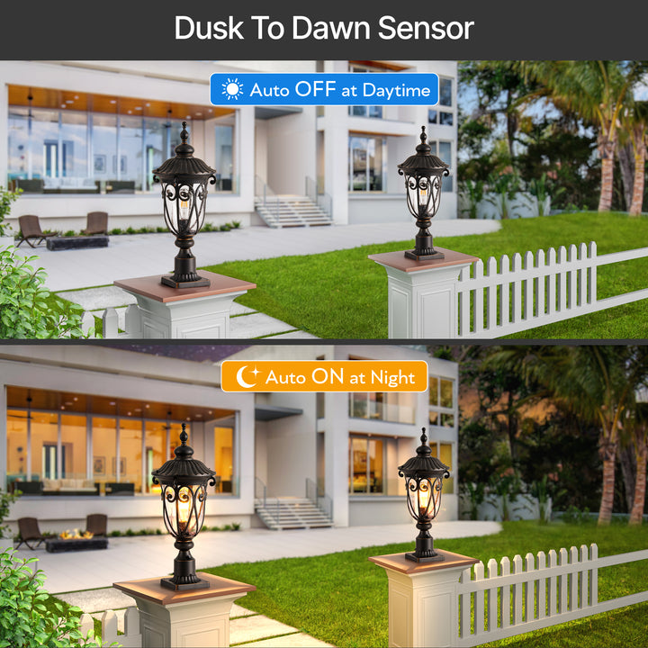 VIANIS Dusk to Dawn Outdoor Lamp Posts Light with Pier Mount Base