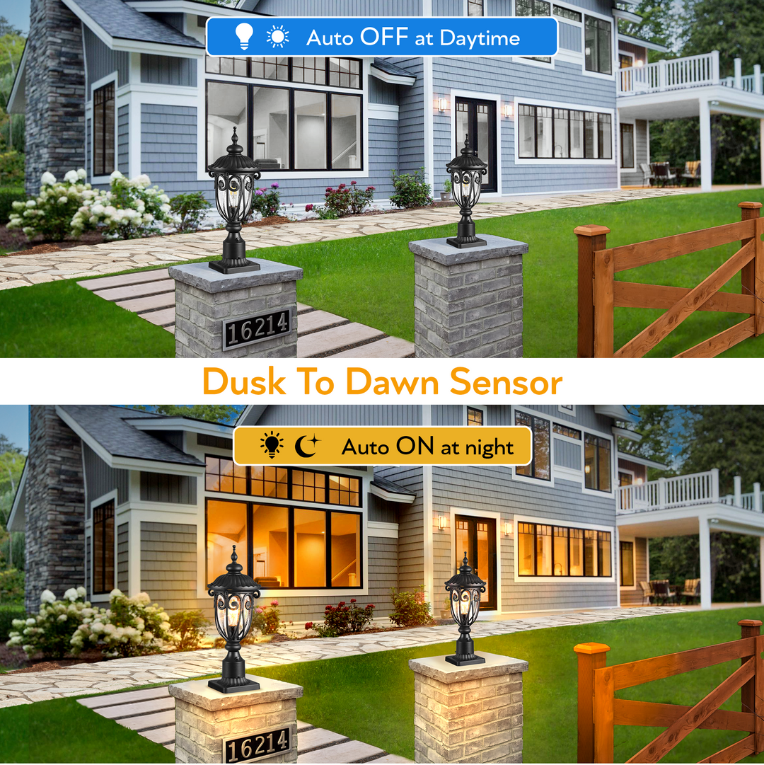 VIANIS Dusk to Dawn Outdoor Lamp Posts Light with Pier Mount Base