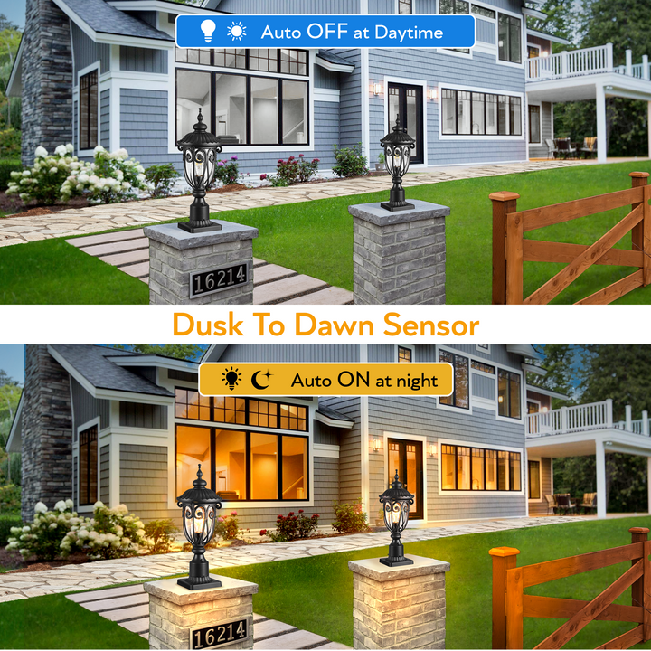 VIANIS Dusk to Dawn Outdoor Lamp Posts Light with Pier Mount Base