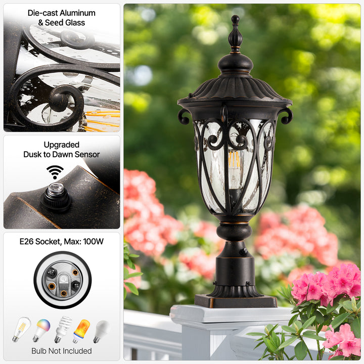 VIANIS Dusk to Dawn Outdoor Lamp Posts Light with Pier Mount Base