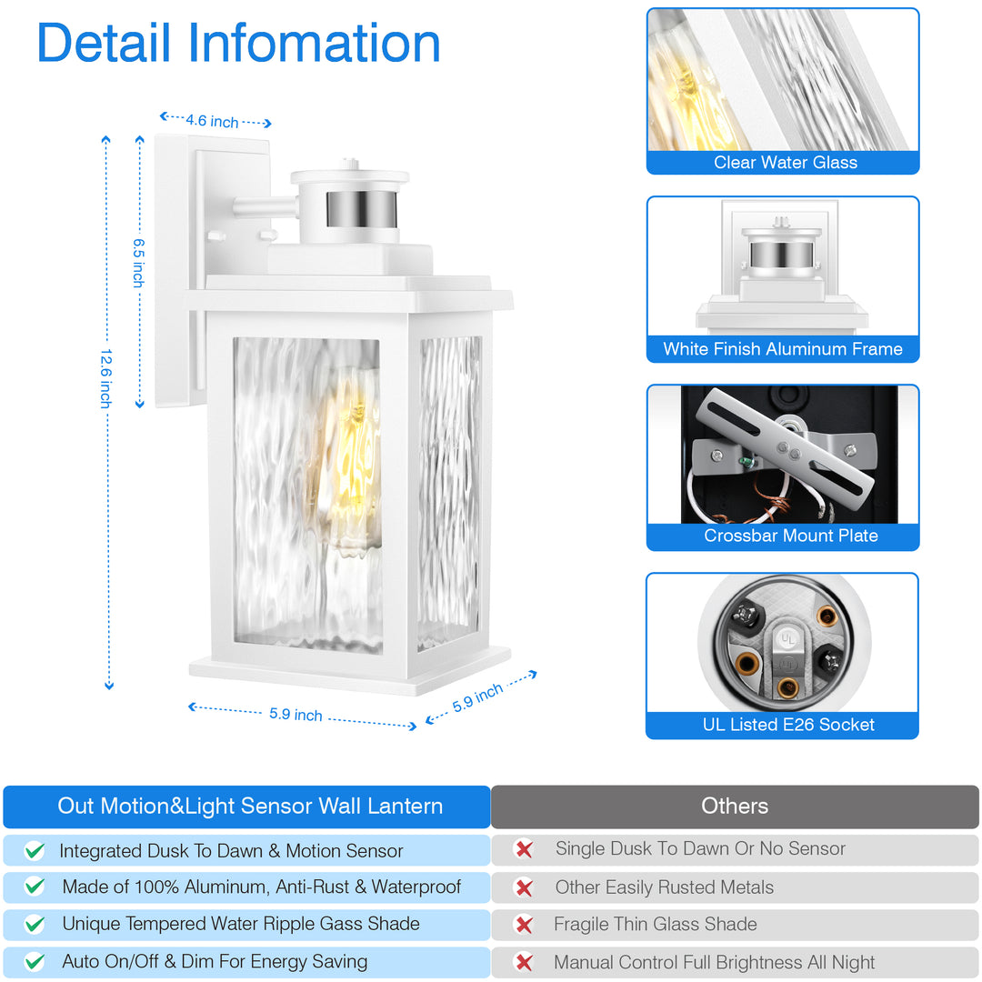 VIANIS Motion Sensor Outdoor Wall Light with Dusk-to-Dawn Sensor