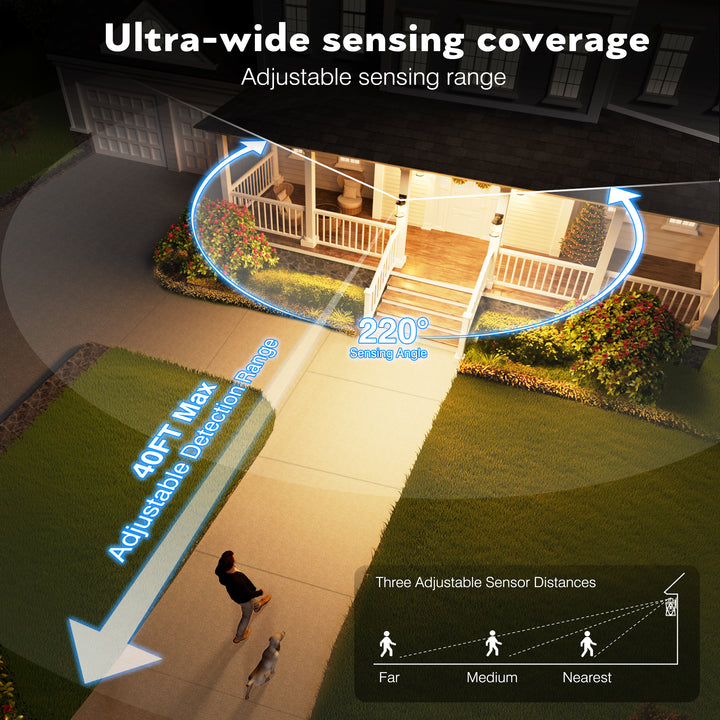 VIANIS Dusk to Dawn Motion Sensor Outdoor Porch Lights With Tempered Ripple Glass For Garage