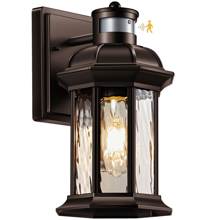 VIANIS Dusk to Dawn Motion Sensor Outdoor Porch Lights With Tempered Ripple Glass For Garage