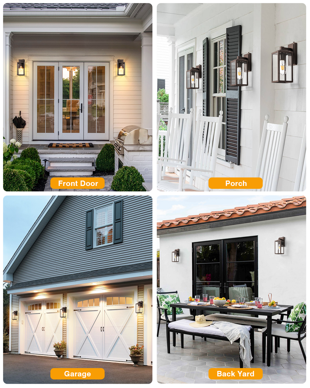 VIANIS Modern Black Dusk to Dawn Outdoor Wall Lantern