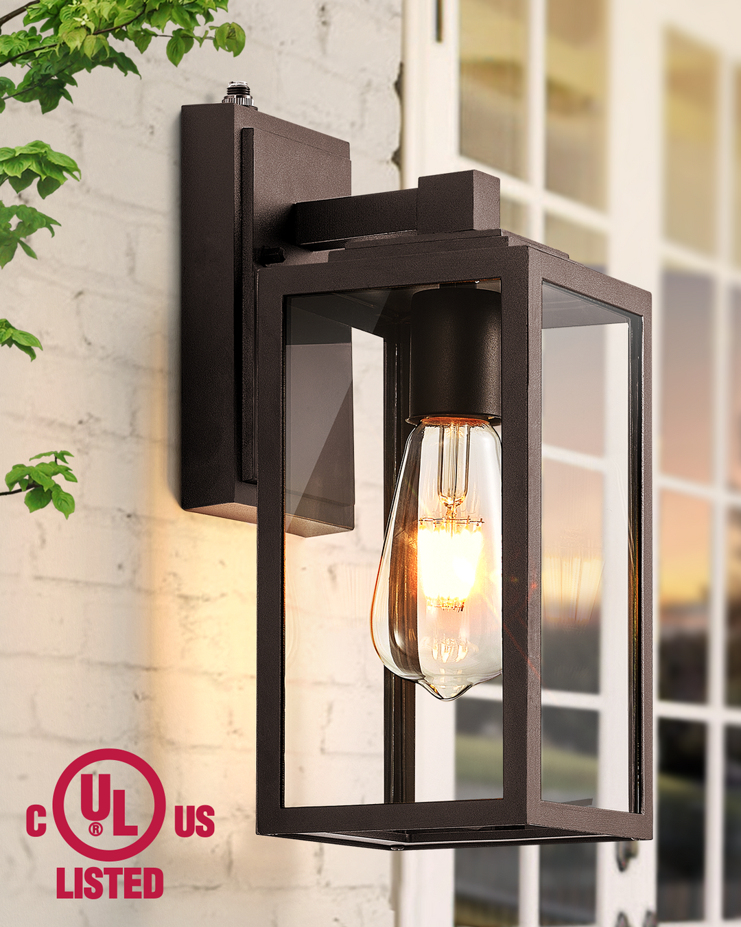 VIANIS Modern Black Dusk to Dawn Outdoor Wall Lantern
