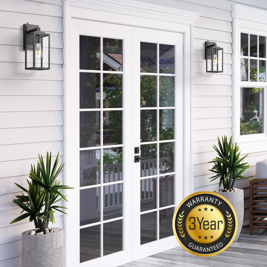 VIANIS Modern Black Dusk to Dawn Outdoor Wall Lantern