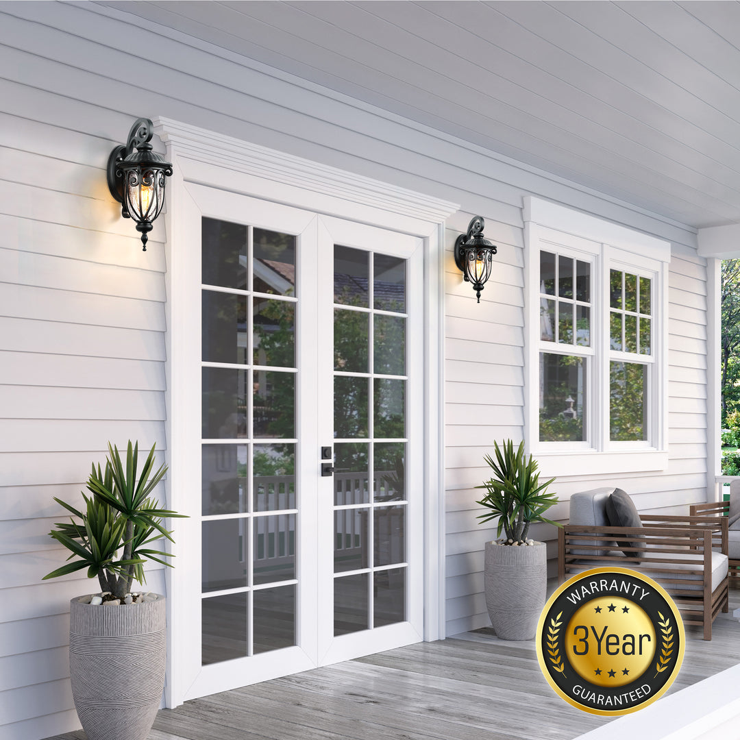 VIANIS Porch Lights Outdoor Dusk to Dawn,  Waterproof Outdoor Light Fixture with Seed Glass