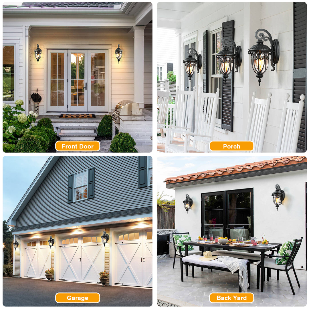 VIANIS Porch Lights Outdoor Dusk to Dawn,  Waterproof Outdoor Light Fixture with Seed Glass