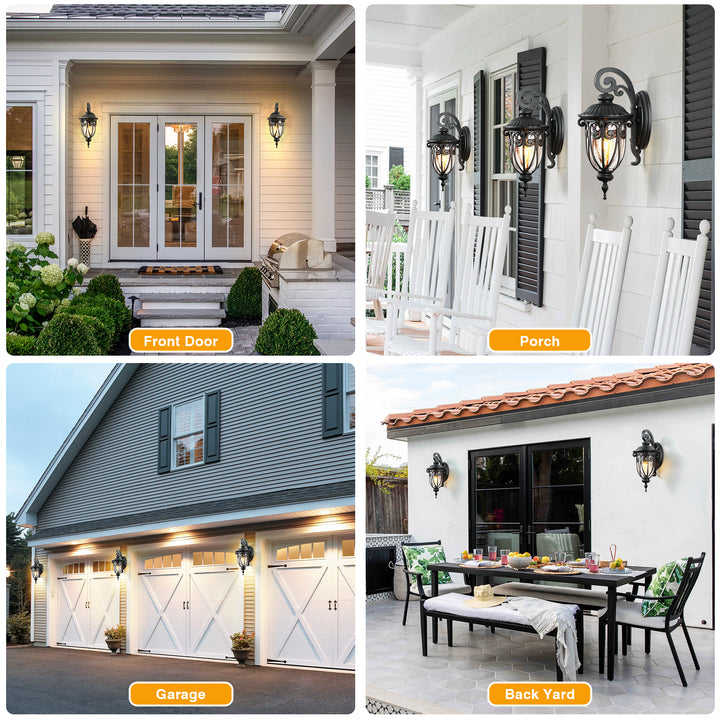 VIANIS Porch Lights Outdoor Dusk to Dawn,  Waterproof Outdoor Light Fixture with Seed Glass