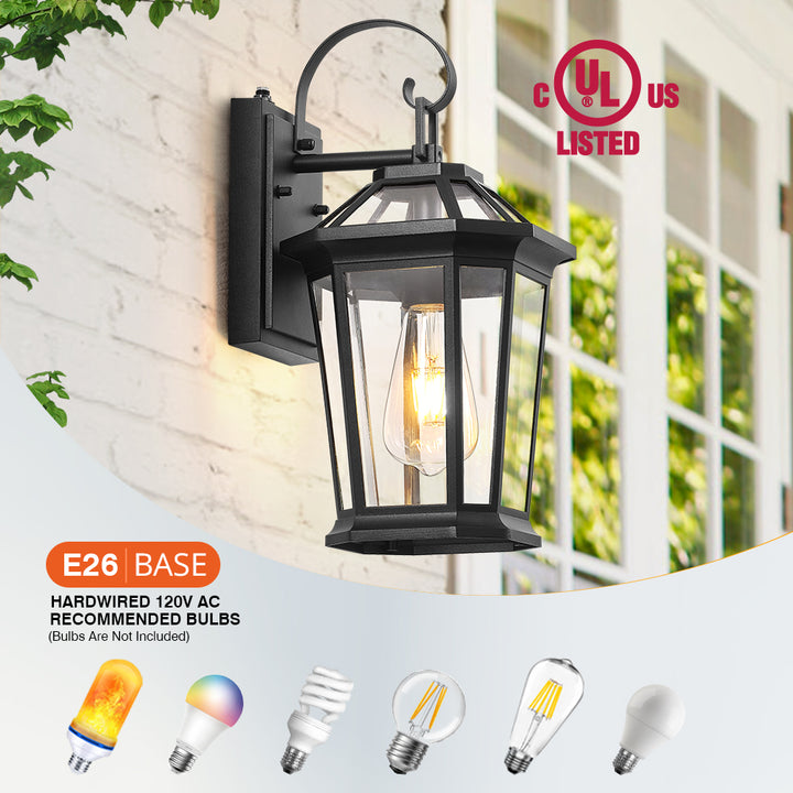 VIANIS Black Aluminum Dusk to Dawn Outdoor Coach Light