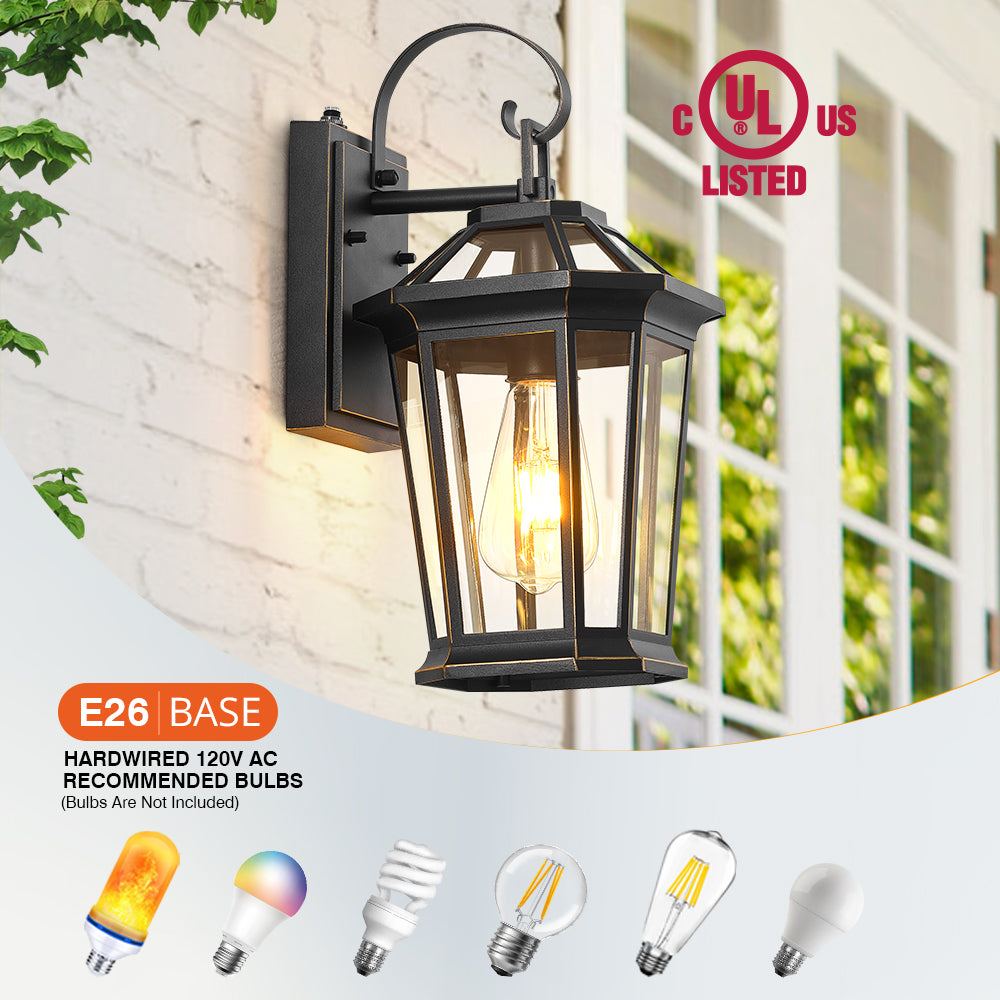 VIANIS Black Aluminum Dusk to Dawn Outdoor Coach Light