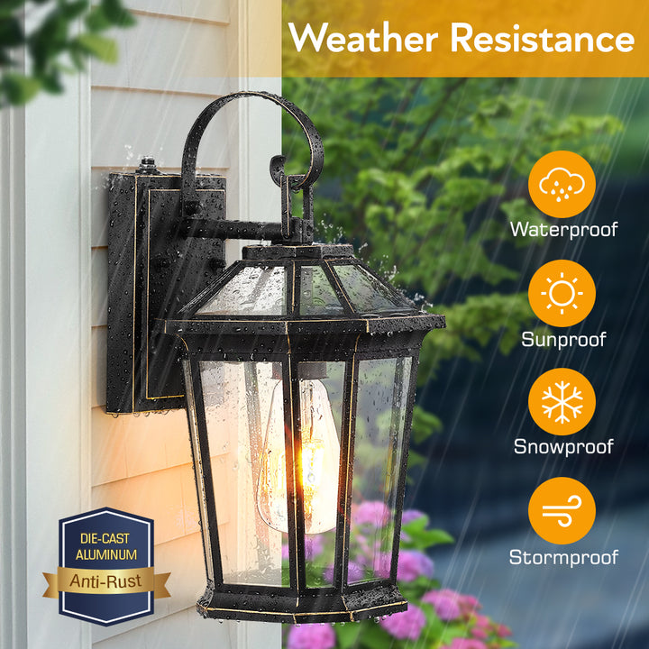 VIANIS Black Aluminum Dusk to Dawn Outdoor Coach Light