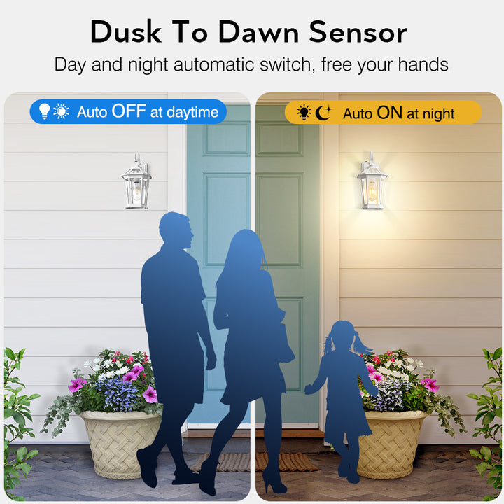VIANIS Black Aluminum Dusk to Dawn Outdoor Coach Light