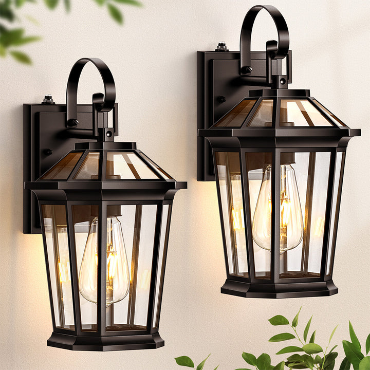 VIANIS Black Aluminum Dusk to Dawn Outdoor Coach Light