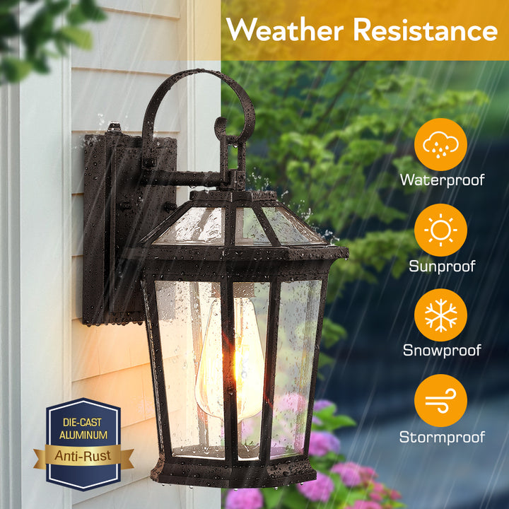 VIANIS Black Aluminum Dusk to Dawn Outdoor Coach Light
