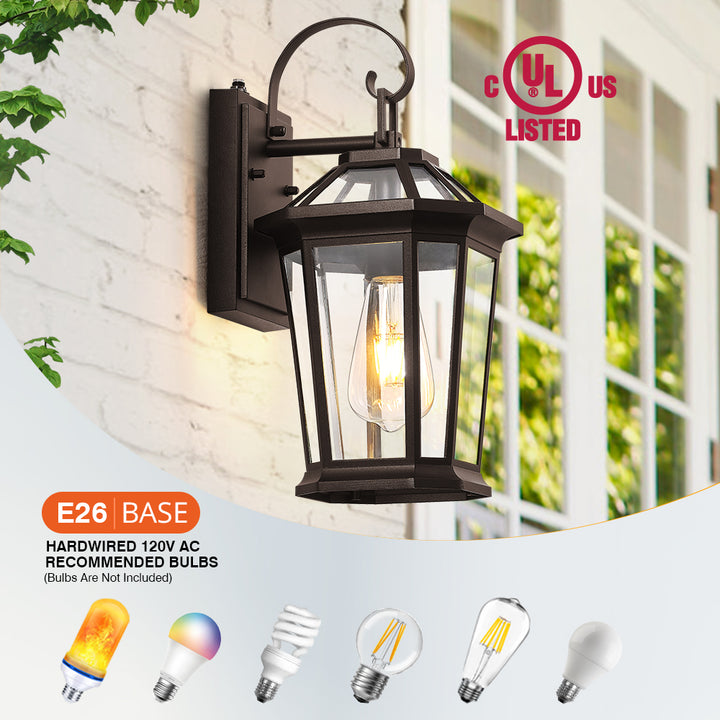 VIANIS Black Aluminum Dusk to Dawn Outdoor Coach Light