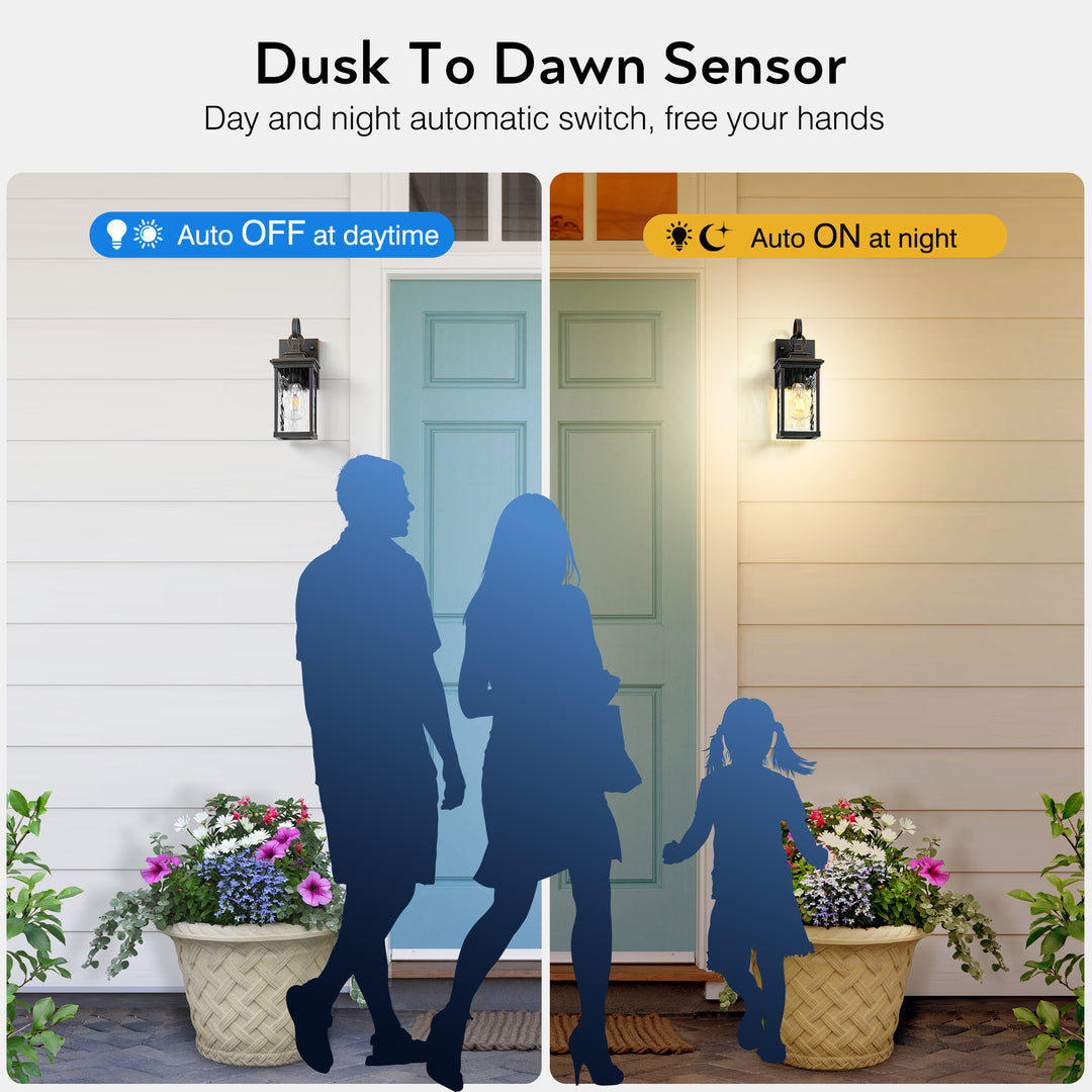 VIANIS Dusk to Dawn Outdoor Wall Lantern, Exterior Light Fixtures for Garage