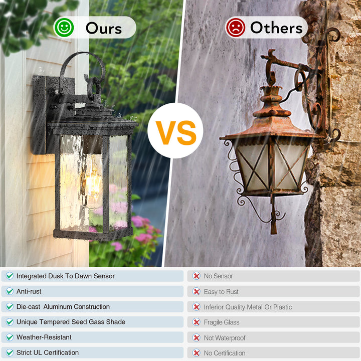 VIANIS Dusk to Dawn Outdoor Wall Lantern, Exterior Light Fixtures for Garage