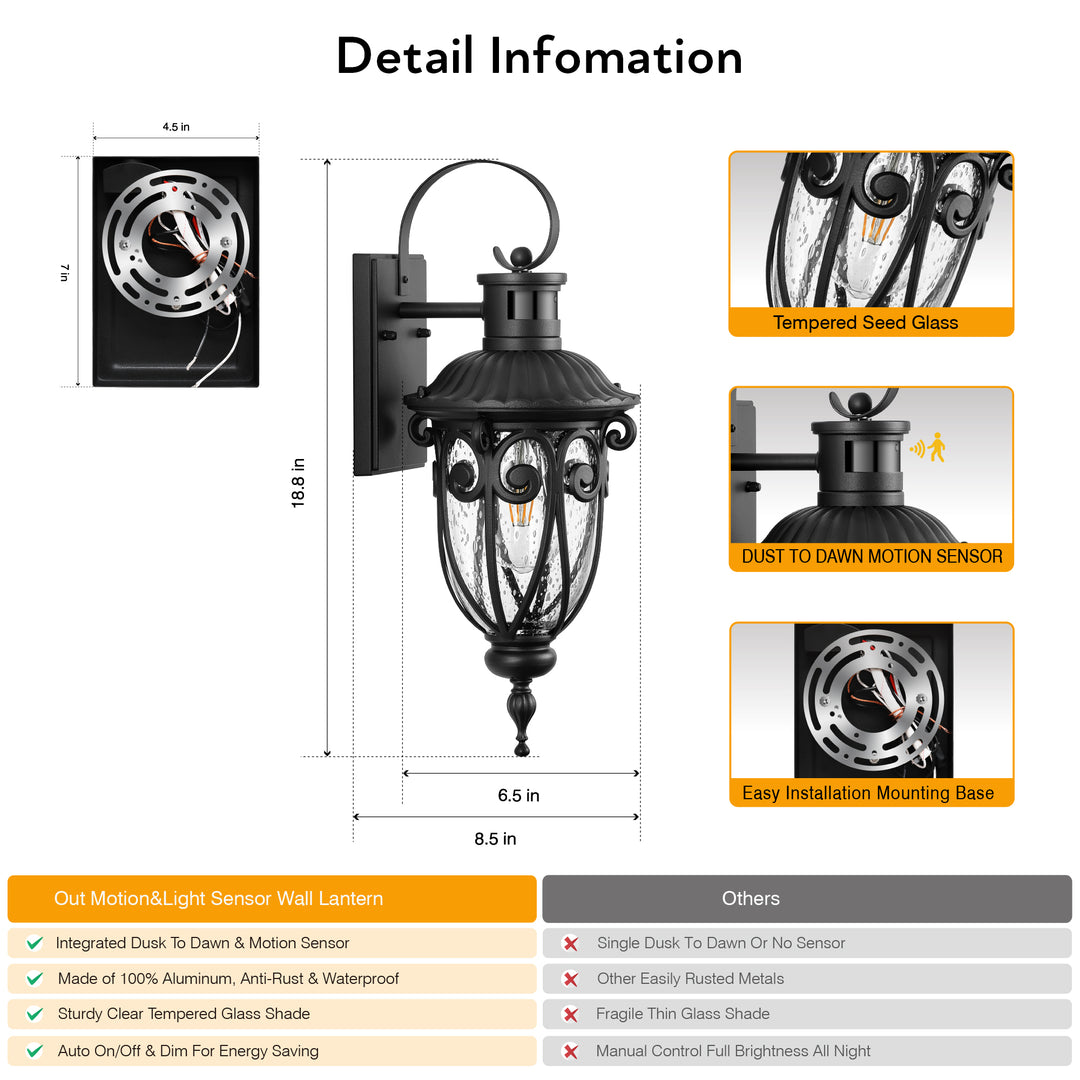 VIANIS Motion Sensor Outdoor Lights, Motion Lights for Outside Dusk to Dawn