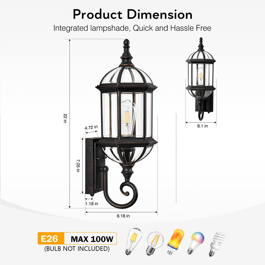 VIANIS Large Dusk to Dawn Outdoor Lighting, Oil Rubbed Bronze Outdoor Wall Lights