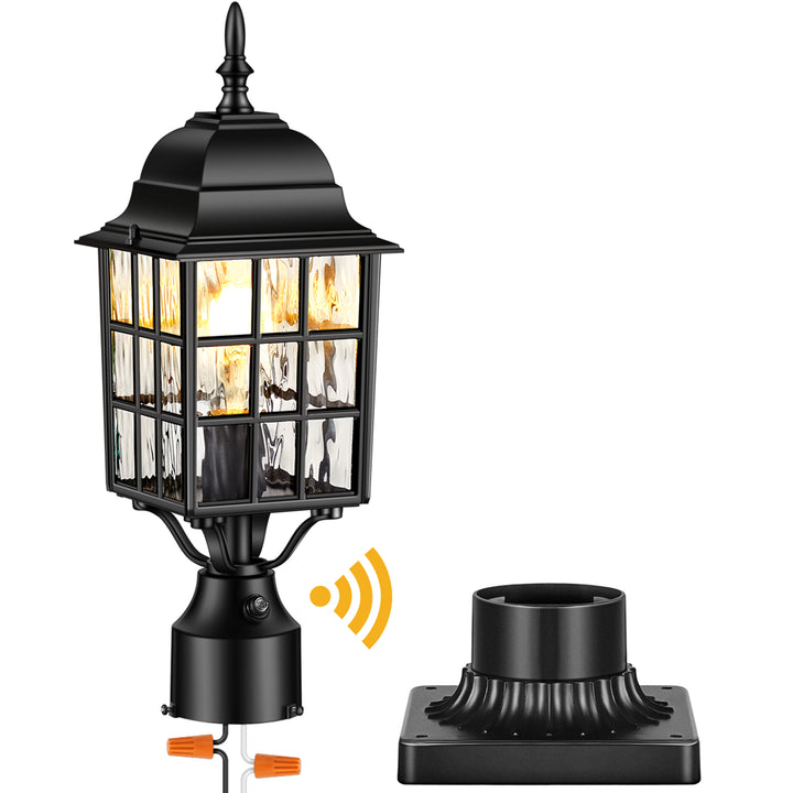 VIANIS Modern Black Outdoor Post Light with Mount Base