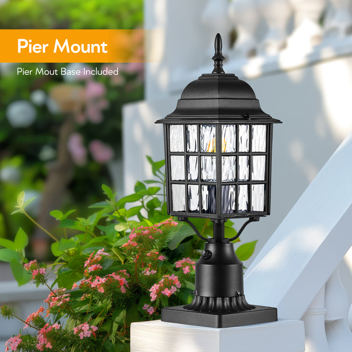 VIANIS Modern Black Outdoor Post Light with Mount Base