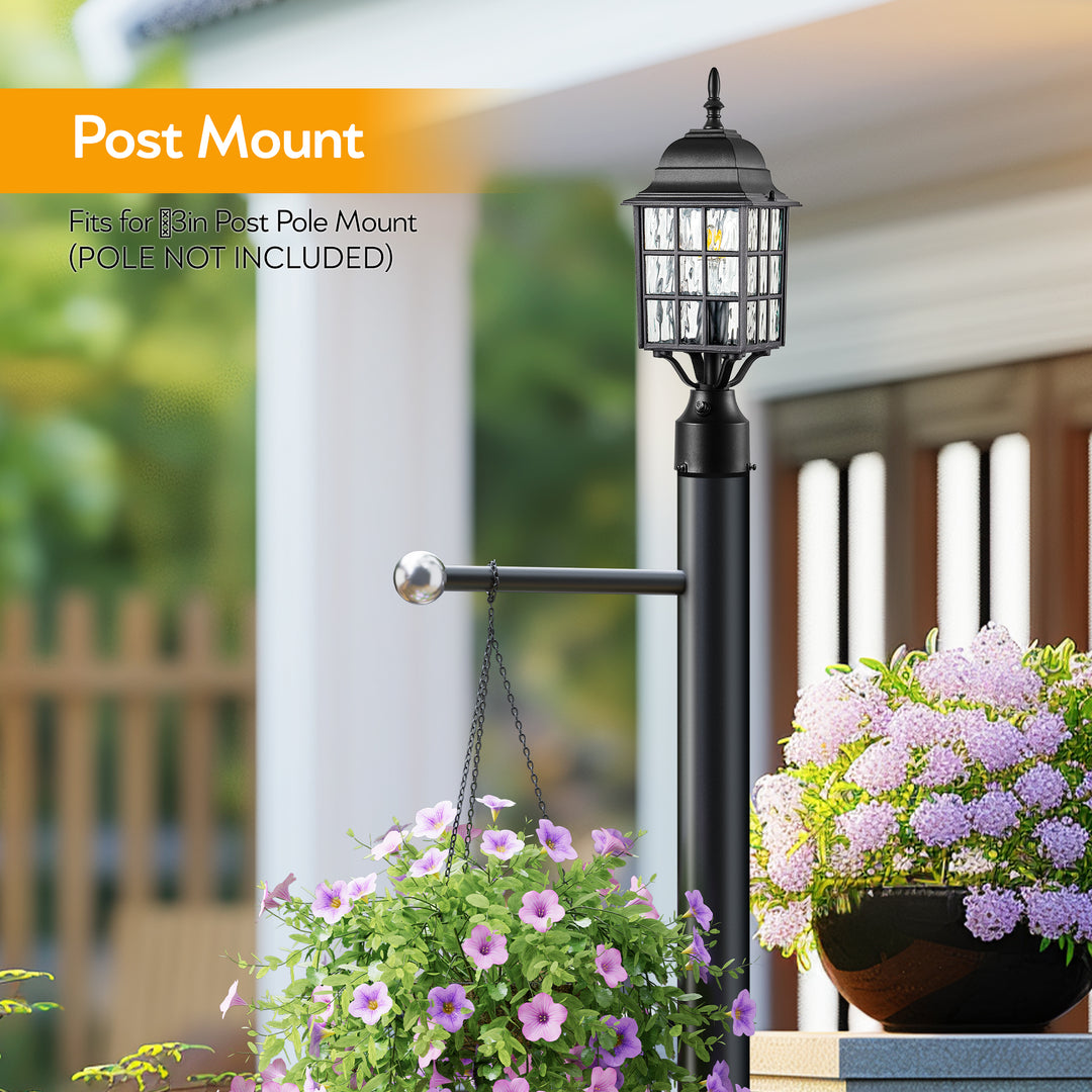 VIANIS Modern Black Outdoor Post Light with Mount Base