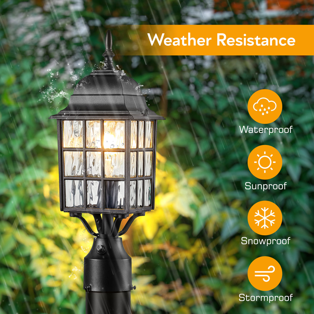 VIANIS Modern Black Outdoor Post Light with Mount Base