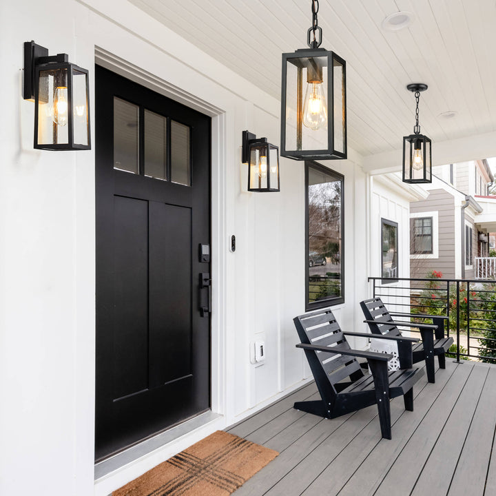 VIANIS Outdoor Hanging Porch Light with Tempered Seeded Glass